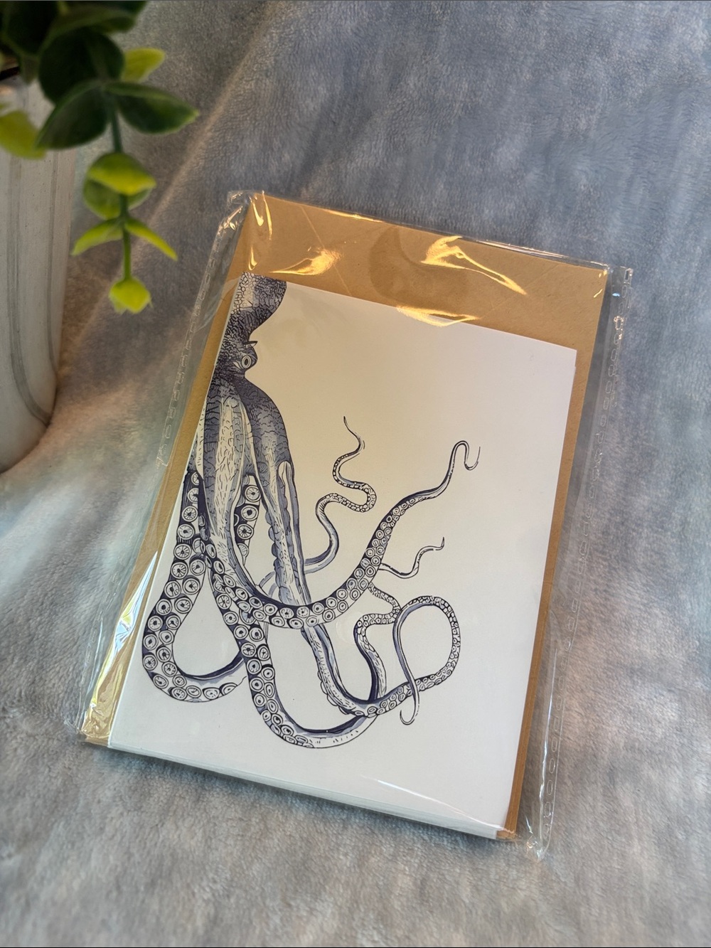 Beach Themed Ocean Fish Shell Octopus Illustration Notecard Variety Set of 6 NWT